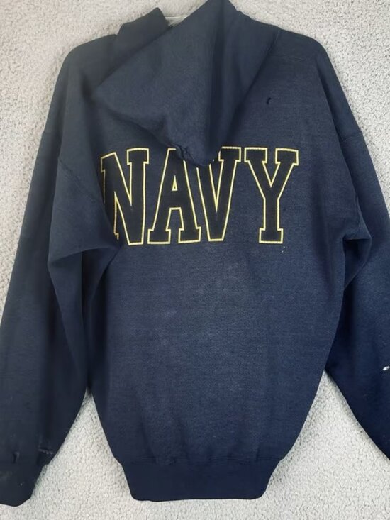 Soffe Other - Vintage U.S. Navy Hoodie Double Sided XL Soffe Tag Made In USA Distressed Paint